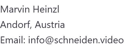 Name, place of residence and email address of the media owner